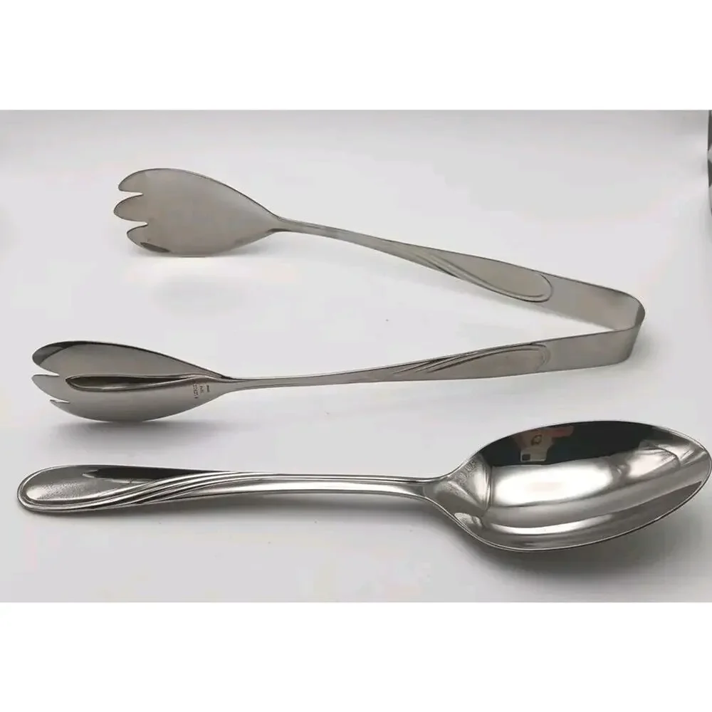Lenox Summerville Oversized Serving Spoon & Tongs 18/10 Stainless Flatware New